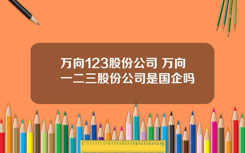 万向123股份公司 万向一二三股份公司是国企吗